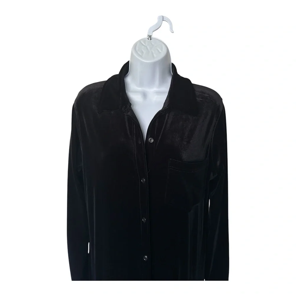 Ralph Lauren Vintage Black Velvet Maxi Shirt Dress Minimalist Quiet Luxury Small - Picture 4 of 7